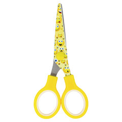 Ножницы 130 мм с цветной печатью &laquo;Смайлики&raquo;, жёлто-белые, закругленные, BRAUBERG KIDS, 232274