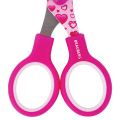 Ножницы 130 мм с цветной печатью &laquo;Сердечки&raquo;, малиновые, закругленные, BRAUBERG KIDS, 232275