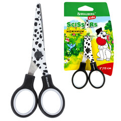 Ножницы 130 мм с цветной печатью &laquo;Далматин&raquo;, чёрно-белые, закругленные, BRAUBERG KIDS, 232276