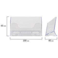 Подставка для визиток настольная BRAUBERG &laquo;CONTRACT&raquo;, на 50 визиток, 100&times;40&times;65 мм, прозрачная, 232287