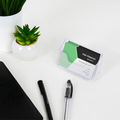 Подставка для визиток настольная BRAUBERG &laquo;CONTRACT&raquo;, на 50 визиток, 100&times;40&times;65 мм, прозрачная, 232287