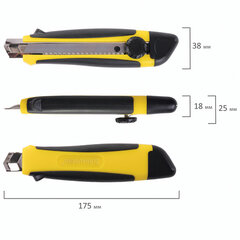 Нож канцелярский 18 мм BRAUBERG &laquo;Universal&raquo;, роликовый фиксатор, резиновые вставки, блистер, 235402