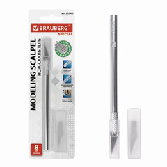 Нож макетный (скальпель) BRAUBERG &laquo;Special&raquo;, 6 лезвий в комплекте, металлический корпус, блистер, 235405