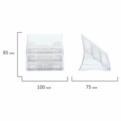 Подставка для визиток настольная BRAUBERG-CONTRACT, на 150 шт., 85&times;100&times;75 мм, 3 отделения, прозрачная, 235406