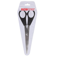 Ножницы STAFF Basic 140 мм, чёрные, ПВХ чехол с европодвесом, 235458