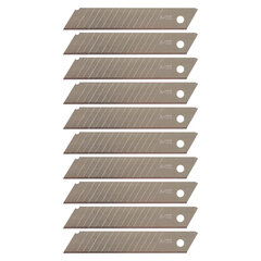 Лезвия для ножей 18 мм КОМПЛЕКТ 10 ШТ., толщина лезвия 0,38 мм, в пластиковом пенале, STAFF &laquo;Basic&raquo;, 235466