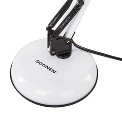 Настольная лампа / светильник SONNEN TL-007, подставка + струбцина, 40 Вт, Е27, БЕЛЫЙ, высота 60 см, 235539
