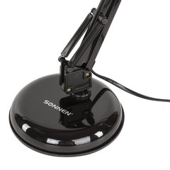 Настольная лампа / светильник SONNEN TL-007, подставка + струбцина, 40 Вт, Е27, черный, высота 60 см, 235540