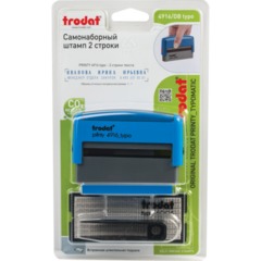 Штамп самонаборный 2-строчный, оттиск 70&times;10 мм, синий без рамки, TRODAT 4916DB, КАССЫ В КОМПЛЕКТЕ