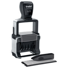 Датер самонаборный металлический, 2 строки+дата, оттиск 41&times;24 мм, сине-красный, TRODAT 5435, касса в комплекте