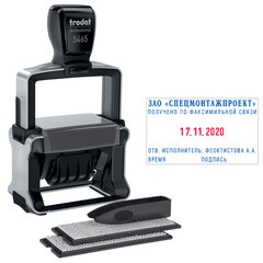 Датер самонаборный металлический, 4 строки+дата, оттиск 56&times;33 мм, сине-красный, TRODAT 5465BANK, кассы в комплекте