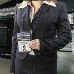 Бейдж-карман вертикальный БОЛЬШОЙ (120&times;90 мм), без держателя, BRAUBERG, 235696