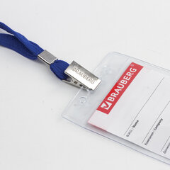 Бейдж вертикальный (90&times;60 мм), на синей ленте 45 см, BRAUBERG, 235698