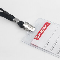 Бейдж вертикальный (90&times;60 мм), на черной ленте 45 см, BRAUBERG, 235702