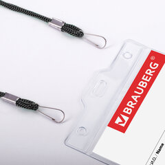 Бейдж вертикальный БОЛЬШОЙ (120&times;90 мм), на черном шнурке 45 см, 2 карабина, BRAUBERG, 235718