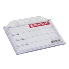 Бейдж горизонтальный жесткокаркасный (55&times;85 мм), без держателя, ПРОЗРАЧНЫЙ, BRAUBERG, 235739