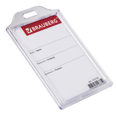 Бейдж вертикальный жесткокаркасный (85&times;55мм), без держателя, ПРОЗРАЧНЫЙ, BRAUBERG, 235744