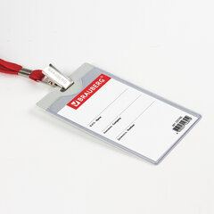 Бейдж вертикальный (85&times;55 мм), без держателя, СЕРЫЙ, твердый пластик, BRAUBERG, 235760