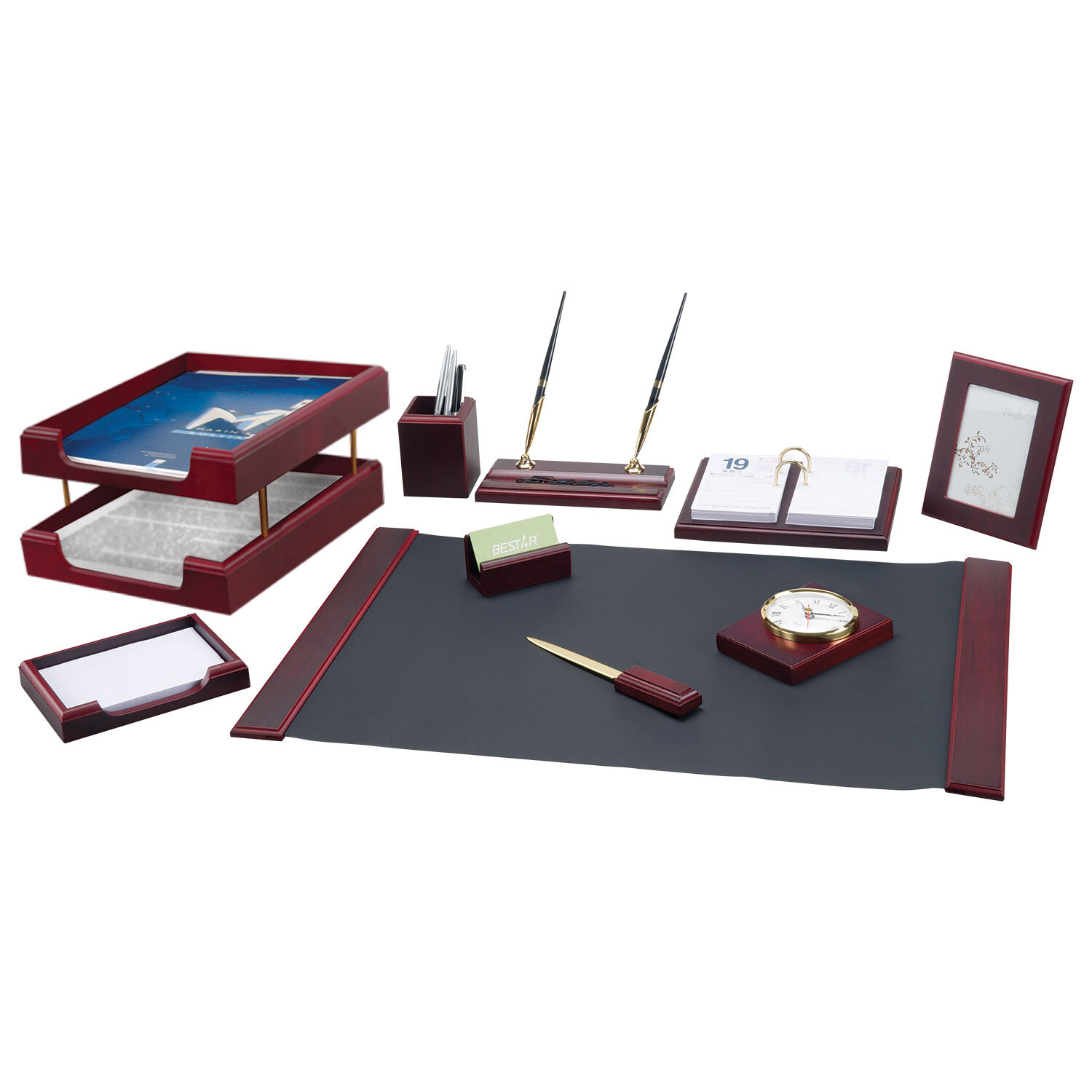 Набор подарочный настольный BESTAR "Artemis" из дерева, 11 предметов, цвет "красное дерево", 236358