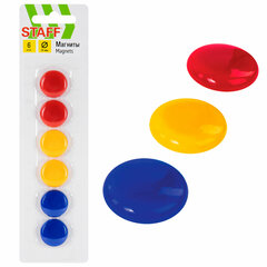 Магниты МАЛОГО ДИАМЕТРА, 20 мм, КОМПЛЕКТ 6 штук, цвет АССОРТИ, в блистере, STAFF &laquo;Basic&raquo;, 236404