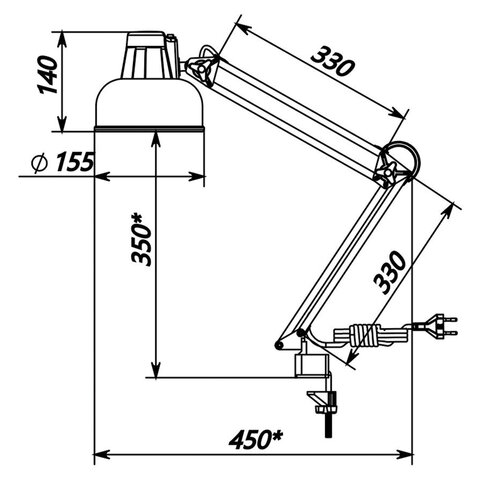Настольная лампа светильник Бета на струбцине, цоколь Е27, серебро