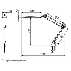 Настольная лампа светильник Гермес на струбцине, СВЕТОДИОДНАЯ, 8 Вт, серебро