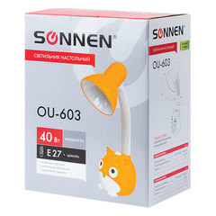 Настольная лампа / светильник SONNEN OU-603, на подставке, цоколь Е27, &laquo;Сова&raquo;, желтый, 236673