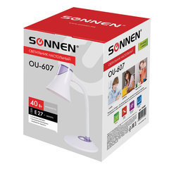Настольная лампа / светильник SONNEN OU-607, на подставке, цоколь Е27, белый/<wbr/>фиолетовый, 236682