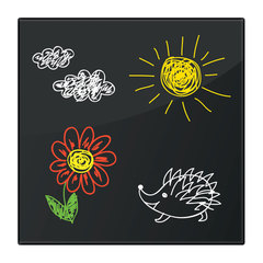 Доска магнитно-маркерная стеклянная 45&times;45 см, 3 магнита, ЧЕРНАЯ, BRAUBERG, 236736