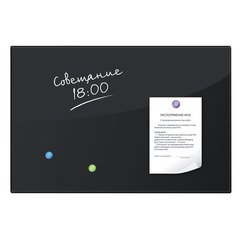 Доска магнитно-маркерная стеклянная 40&times;60 см, 3 магнита, ЧЕРНАЯ, BRAUBERG, 236745