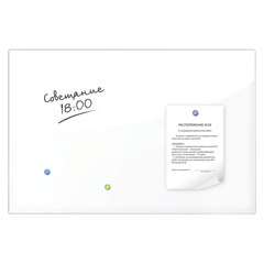 Доска магнитно-маркерная стеклянная 60&times;90 см, 3 магнита, БЕЛАЯ, BRAUBERG, 236747