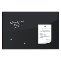 Доска магнитно-маркерная стеклянная 60&times;90 см, 3 магнита, ЧЕРНАЯ, BRAUBERG, 236748