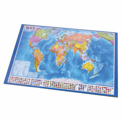 Коврик-подкладка настольный для письма (590&times;380 мм), с картой мира, BRAUBERG, 236777