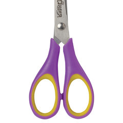 Ножницы ЮНЛАНДИЯ &laquo;ВОЗДУШНЫЙ ЗМЕЙ&raquo;, 125 мм, для правши, резиновые вставки, фиолетово-желтые, европодвес, 236856
