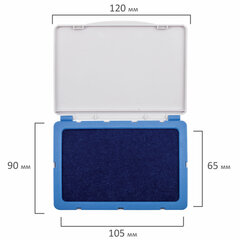 Штемпельная подушка BRAUBERG, 120&times;90 мм (рабочая поверхность 105&times;65 мм), синяя краска, 236866