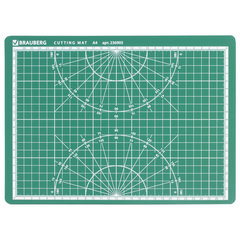 Коврик (мат) для резки BRAUBERG, 3-слойный, А4 (300&times;220 мм), двусторонний, толщина 3 мм, зеленый, 236905