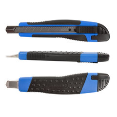 Нож канцелярский 9 мм BRAUBERG &laquo;Universal&raquo;, автофиксатор, цвет ассорти, резиновые вставки, блистер, 236970