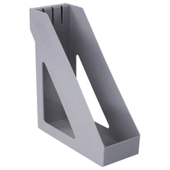 Лоток вертикальный для бумаг BRAUBERG &laquo;Basic&raquo;, 265&times;100&times;285 мм, серый, 237010