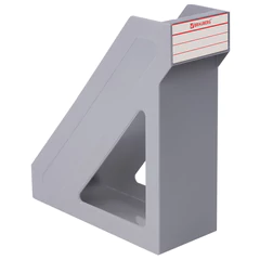 Лоток вертикальный для бумаг BRAUBERG &laquo;Basic&raquo;, 265&times;100&times;285 мм, серый, 237010