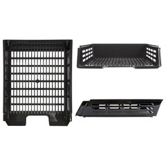 Лоток горизонтальный для бумаг BRAUBERG &laquo;Basic&raquo;, А4 (360&times;270&times;75 мм), с пазами, сетчатый, черный, 237011