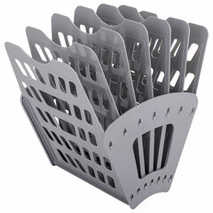 Лоток для бумаг веерный BRAUBERG &laquo;Basic&raquo; 7-ми секционный, 6 отделений, сетчатый, серый, 237020