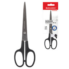 Ножницы BRAUBERG &laquo;Standard&raquo; 180 мм, черные, классической формы, 2-х сторонняя заточка, 237096