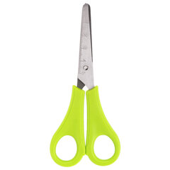 Ножницы ЮНЛАНДИЯ, 135 мм, с линейкой и футляром для лезвий, салатовые, блистер, 237109