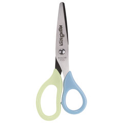 Ножницы ЮНЛАНДИЯ, 135 мм, с футляром для лезвий, мятно-голубые, блистер, 237110