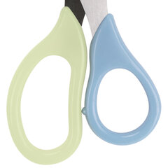 Ножницы ЮНЛАНДИЯ, 135 мм, с футляром для лезвий, мятно-голубые, блистер, 237110