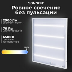 Светильник светодиодный с драйвером АРМСТРОНГ SONNEN ЭКО, 6500 K, холодный белый, 595х595х19 мм, 36 Вт, прозрачный, 237153