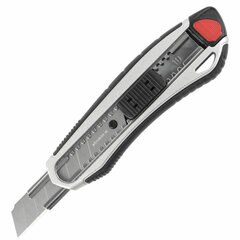 Нож канцелярский мощный 18 мм BRAUBERG &laquo;Heavy duty&raquo;, автофиксатор, резиновые вставки, металл, 237158