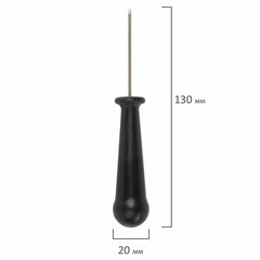 Шило канцелярское малое STAFF, общая длина 130 мм, диаметр иглы 2 мм, ручка черная, 237175