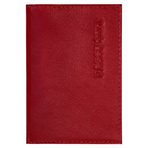 Обложка для паспорта натуральная кожа галант, "PASSPORT", красная, BRAUBERG, 237178