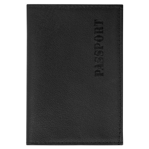 Обложка для паспорта натуральная кожа галант, "PASSPORT", черная, BRAUBERG, 237179